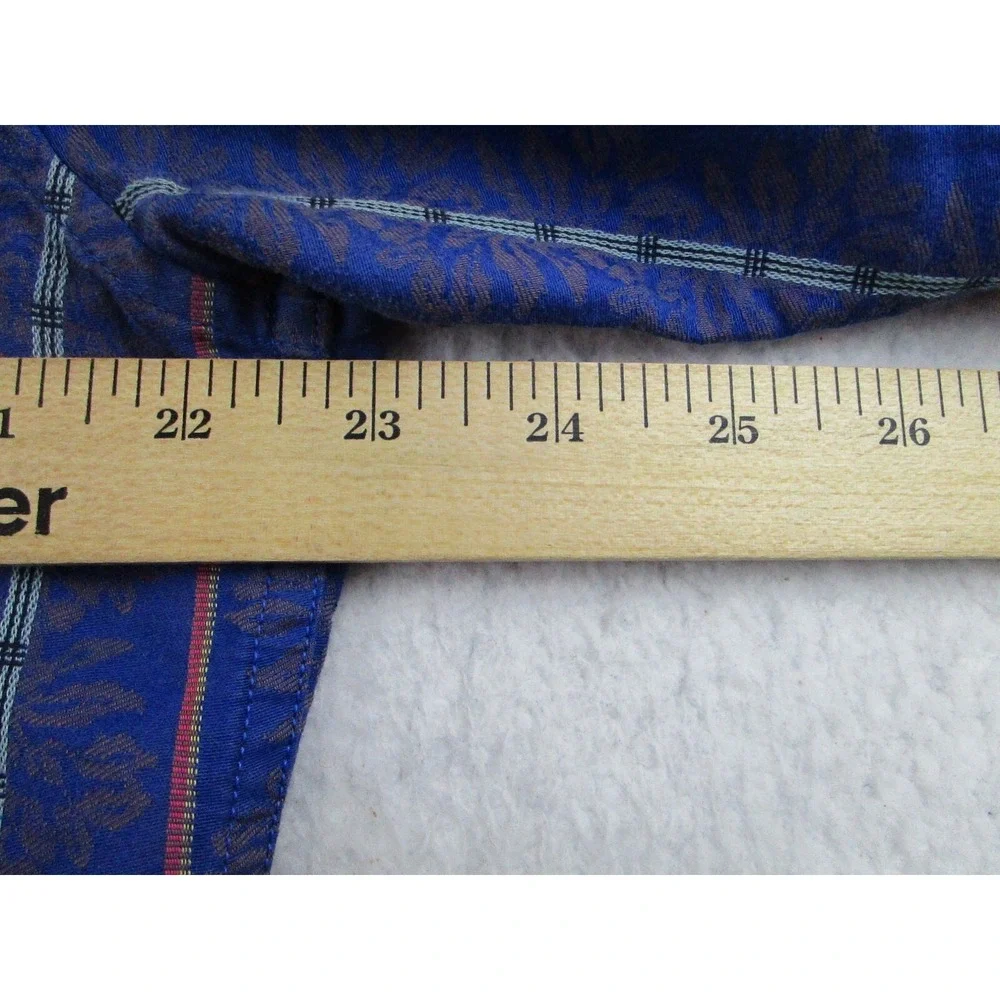 Robert Graham Dress Shirt Mens Large Floral Striped Blue Geometric‎ Button Front
